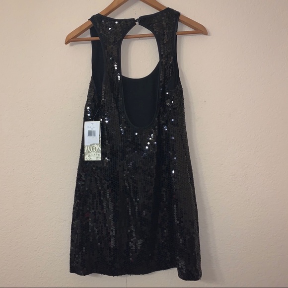 Guess Black Sequin Open Back Mini Dress NWT - Picture 9 of 10